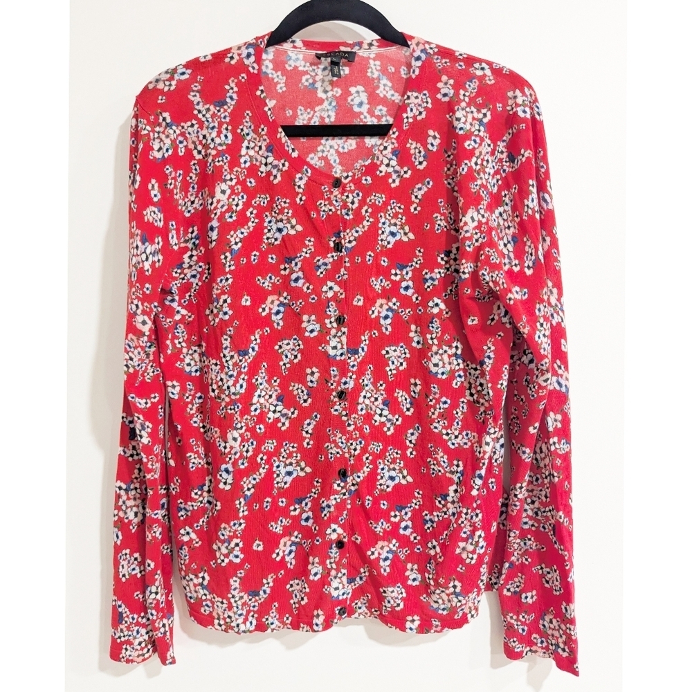 Escada Fine Knit Floral Cardigan
